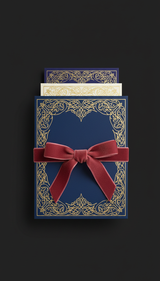 Gilded Invitation Suite with Velvet Ribbon